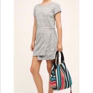Anthropology Maeve Grey Wrap Dress